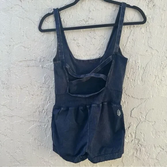 FREE PEOPLE Movement Romper Runsie Women Size M/L Good Karma Gray Yoga Athletic - Picture 6 of 9